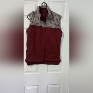 The North Face Vest. Size Small, burgundy with a Sherpa top.